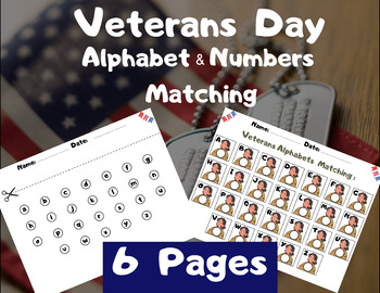 Preview of Veterans Day Activities - Remembrance day - Soldier Alphabet & Numbers Matching 