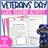 Veterans Day Activities | Veterans Day Reading Comprehensi