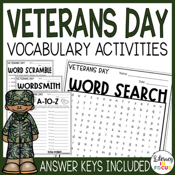 Veterans Day Vocabulary Words Worksheets Teaching Resources Tpt