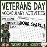 Veterans Day Activities | Vocabulary Worksheets | Word Sea