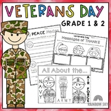 Veterans Day Activities - Writing / Math - Grades 1 - 2
