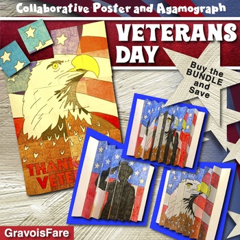 Preview of Veterans Day Activities and Crafts BUNDLE -- Collaborative Poster and Agamograph