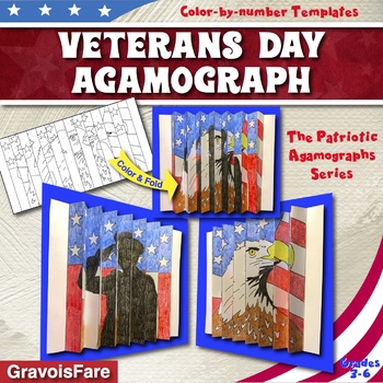 Preview of Veterans Day Activities & Crafts: Patriotic Agamograph Project & Bulletin Board