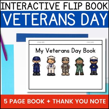 Preview of Veterans Day Activities for Kindergarten Interactive Flip Book & Thank You Note