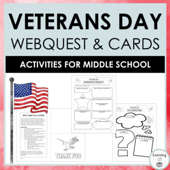 Preview of Veterans Day Activities for Middle School Webquest and Thank You Card Writing
