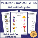 Veterans Day Activities for PreK Kindergarten Sub Plans or