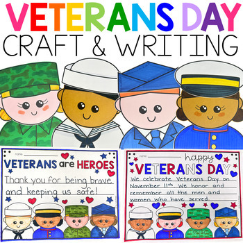 Preview of Veterans Day Activities with Craft and Writing Pages for Bulletin Board