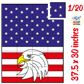 Preview of Memorial Day Activity American Flag Veterans Day Collaborative Poster Crafts