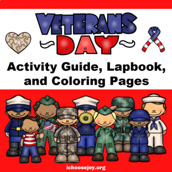 Preview of Veterans Day Activity Guide, Lapbook, and Coloring Pages to explore the holiday