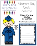 Veterans Day Air Force Craft, Thank You Activity for Kinde