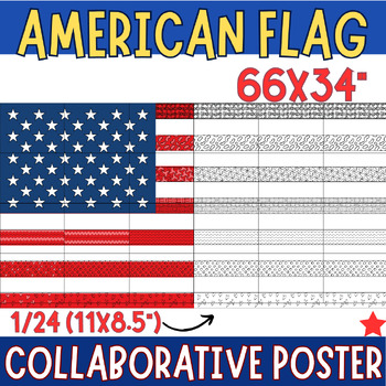 Preview of Flag Day craft : American Flag collaborative Coloring Poster | usa day