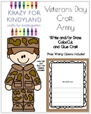 Veterans Day Army Soldier Craft, Thank You Activity Kinder