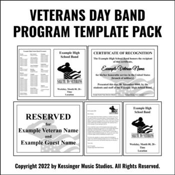 Preview of Veterans Day Band Program Template Pack | Editable, Minimalist, Copy-Friendly