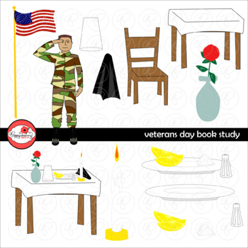 Preview of Veterans Day Book Study Clipart Set by Poppydreamz