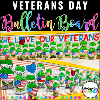 Preview of Veterans Day Bulletin Board - Military Branches Craft, Thank you Writing K-4