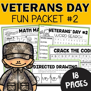 Preview of Veterans Day Busy Packet - Work 1st 2nd Grade Worksheet Morning Work November