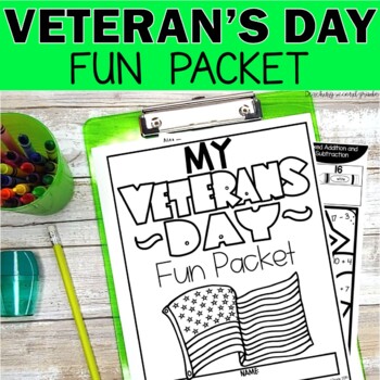 Preview of Veterans Day Busy Pages Word Search Coloring Math Language Activities Worksheets