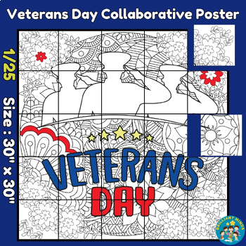 Preview of Veterans Day Collaborative Poster Art Coloring Pages Honoring Heroes, November