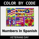 Veterans Day Color by Code - Numbers in Spanish