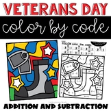 Veterans Day Color by Number Addition and Subtraction