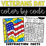 Veterans Day Color by Number Subtraction Facts Activity Me