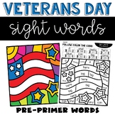 Veterans Day Color by Sight Word with Pre-Primer Words Ear