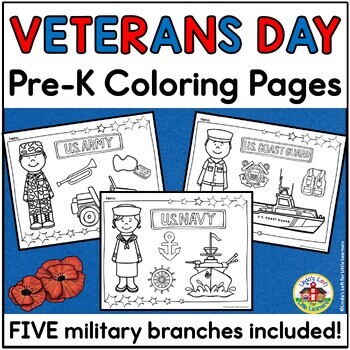 Preview of Veterans Day Coloring Pages for Preschool and Kindergarten