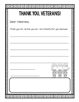 veterans day coloring and thank you letters by countless smart cookies