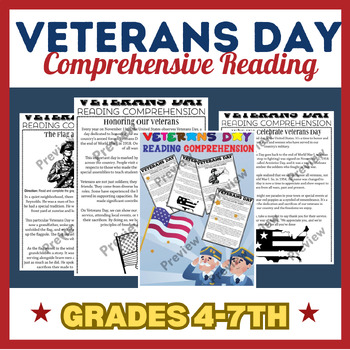 Preview of Veterans Day Comprehensive Reading: In-Depth Passages and Heartfelt Stories