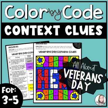Preview of Context Clues Veterans Day Color by Number Activity