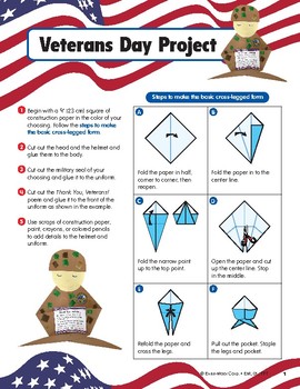 Veterans Day Craft Folded Paper Soldier Art Activity and Poem TpT