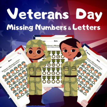 Preview of Veterans Day Craft - Missing Numbers & Letters - Remembrance Day