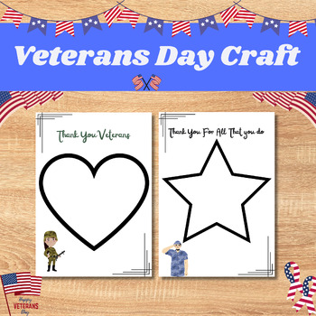 Preview of Veterans Day Craft, Patriotic Craft , Veterans are the Heart of America
