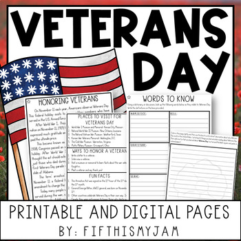 Preview of Veterans Day Differentiated Reading Passages