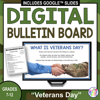 Preview of Veterans Day Digital Bulletin Board - National Memorials - Middle School Library