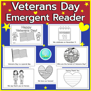Preview of Veterans Day Emergent Reader | Veterans Day Mini Book | Thank You Veterans, Free