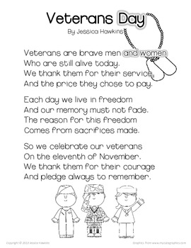 Veterans Day FREEBIE Pack! (Original Poem, Emergent Reader, & Response