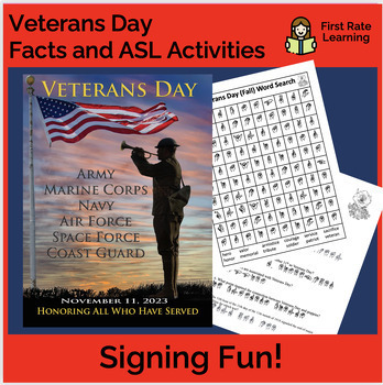 Preview of Veterans Day Facts with an ASL fingerspelling twist