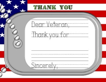 Preview of Veteran's Day Flashcards and Letter