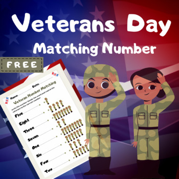 Preview of Veterans Day Free Matching Number - Designs for Veterans' Day