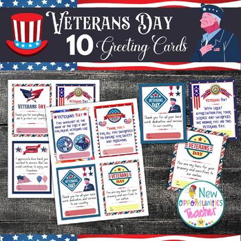 Preview of Veterans Day Greeting Cards | 11 November Thank You Cards