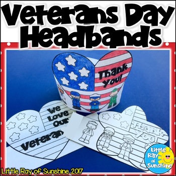 Preview of Veterans Day Headbands Hats November