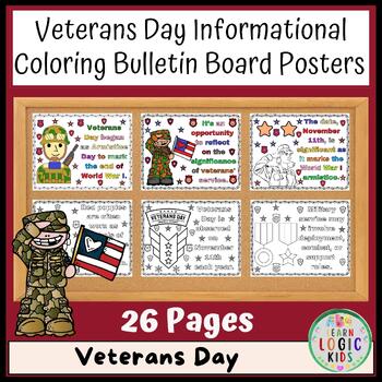 Preview of Veterans Day Informational Coloring Bulletin Board Posters