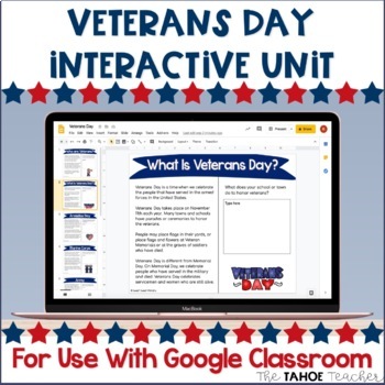 Preview of Veterans Day Interactive Unit for Use With Google Classroom™ 
