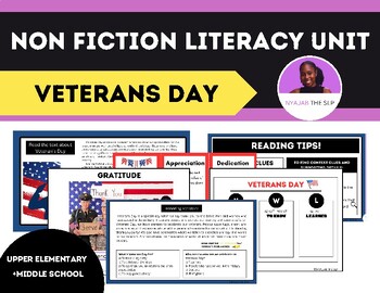 Preview of Veterans Day Literacy Unit for Upper Elementary & Middle School