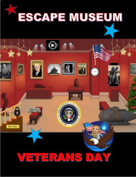 Preview of Veterans Day Math Activity Escape Room Google Slides 