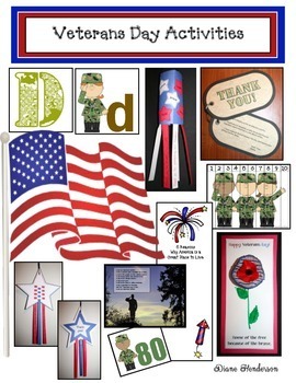 Preview of Veterans Day Math & Literacy Activities and Crafts
