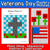Veterans Day Math Mystery Pictures - American Flag, Poppie