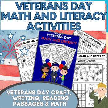 Preview of 50+Veterans Day Math and Literacy Activities, Veterans Day Craft and Writing