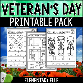 Preview of Veteran's Day Math and Literacy Printable Pack